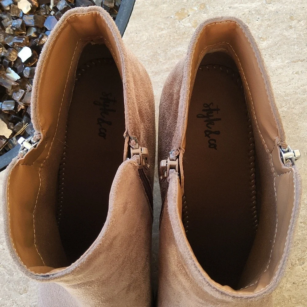 Style & Co faux suede light brown heeled boots size 10 1/2 - Picture 11 of 14